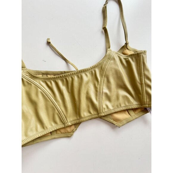 NWOT Urban Outfitters OUT FROM UNDER Hera Green Faux Leather Bralette Top Size M - Picture 9 of 12